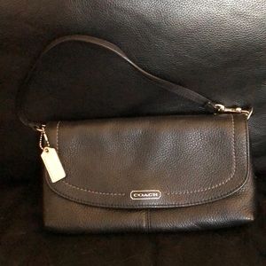 Auth Coach Black Leather Mini Purse/Large Wristlet